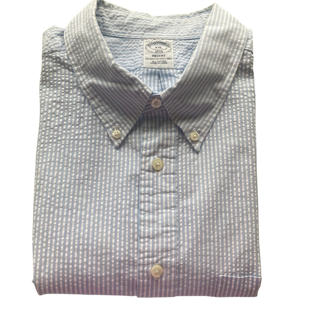Brooks Brothers Blue and White Casual Button Down Shirt